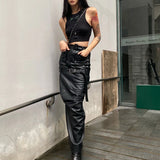 Faux Leather Long Skirt