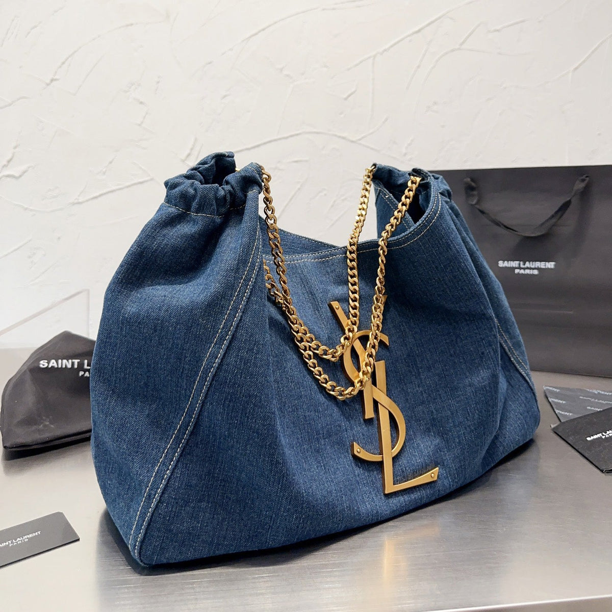 Denim Blue Shopping Bag