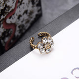 Vintage Crystal Flower Open Ring