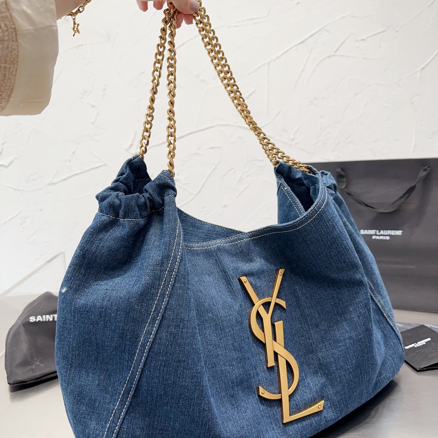 Denim Blue Shopping Bag