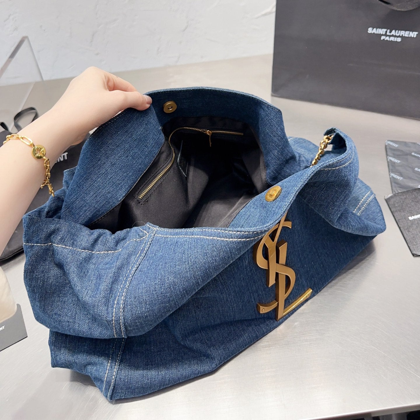 Denim Blue Shopping Bag