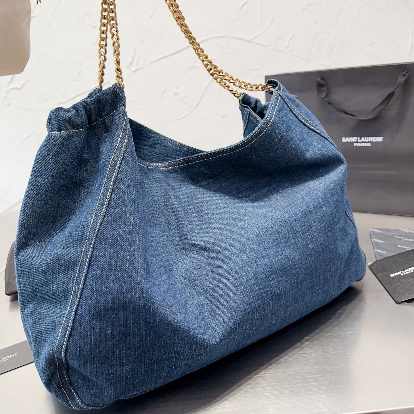 Denim Blue Shopping Bag