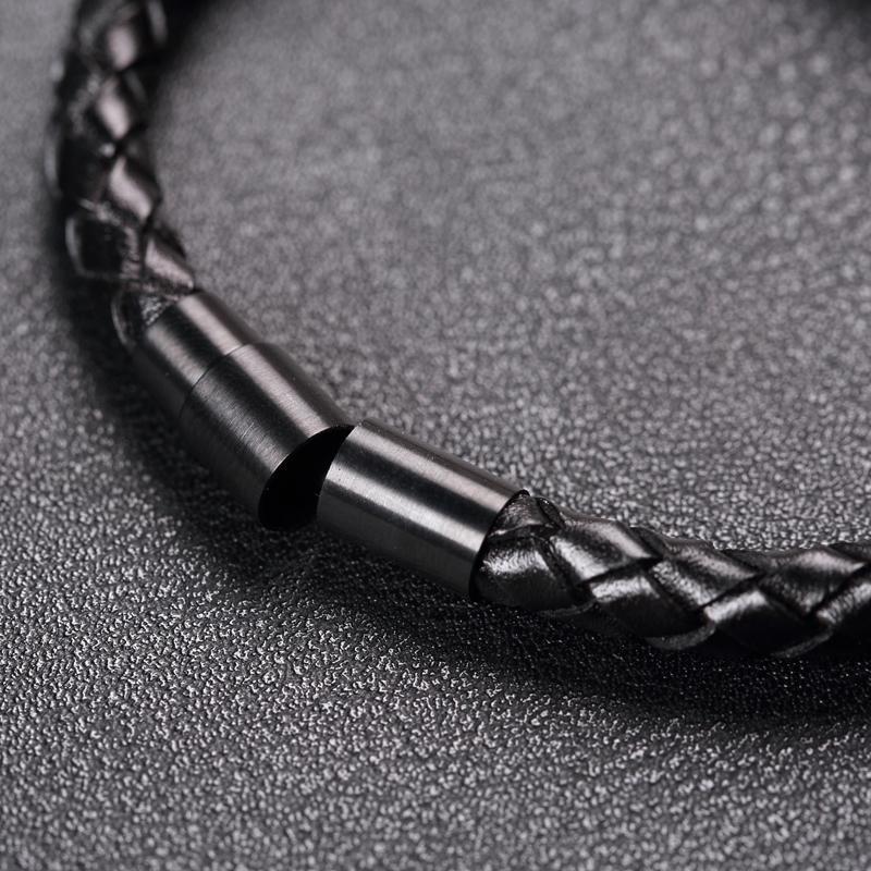 Black Leather Skull Bracelet