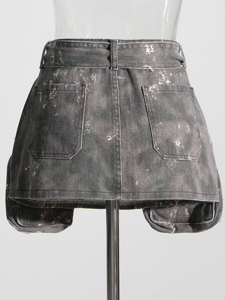 Denim Camouflage Skirt