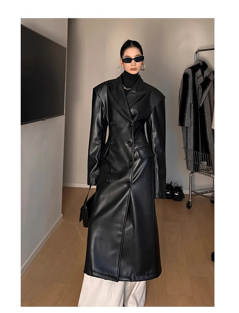 Women's Leather Trench Coat