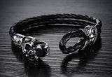 Genuine Leather Skull Bracelet