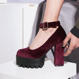 Velvet Chunky Platforms