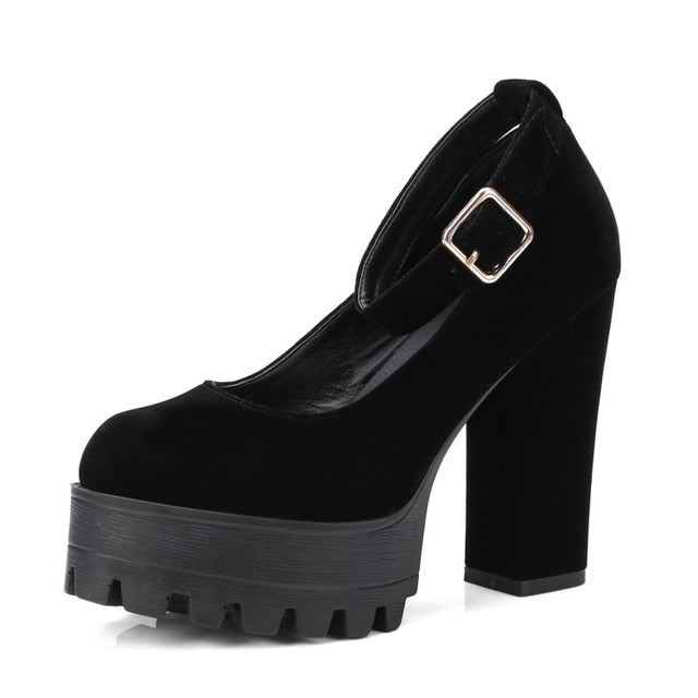 Velvet Chunky Platforms